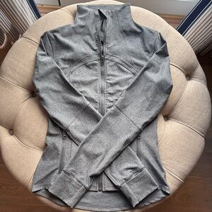 Gray zip up athletic jacket